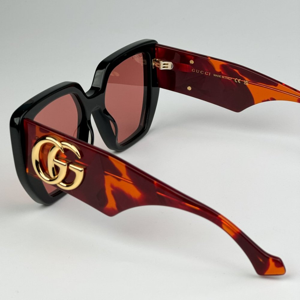 Gucci GG0956S 009 BRAND NEW Sunglasses Black Havana Orange Cat Eye Unisex - Picture 9 of 11